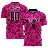 Maillot de football personnalisé rose, noir et blanc, sublimé