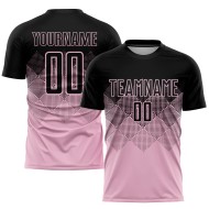 Maillot de football personnalisé rose clair noir par sublimation