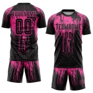 Maillot de football personnalisé rose et noir par sublimation Maillot de football personnalisé rose et noir par sublimation