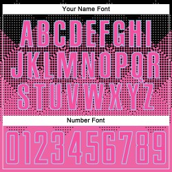 Maillot de football personnalisé à sublimation, dégradé rose, noir et bleu clair, forme carrée