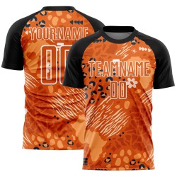 Maillot de football personnalisé à motif africain orange et noir d'Orange Bay, sublimé